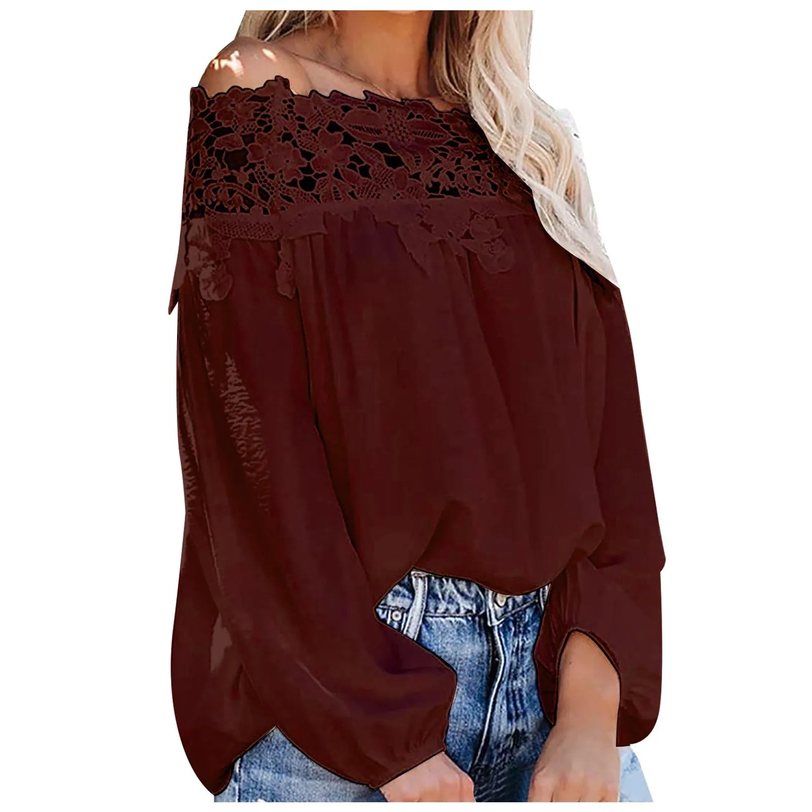 Stylish Women Blouse Off Shoulder Blouse Shirt Short Sleeve Casual Tops Strapless Pure Color Bell Puff Sleeve Tops 2021 New