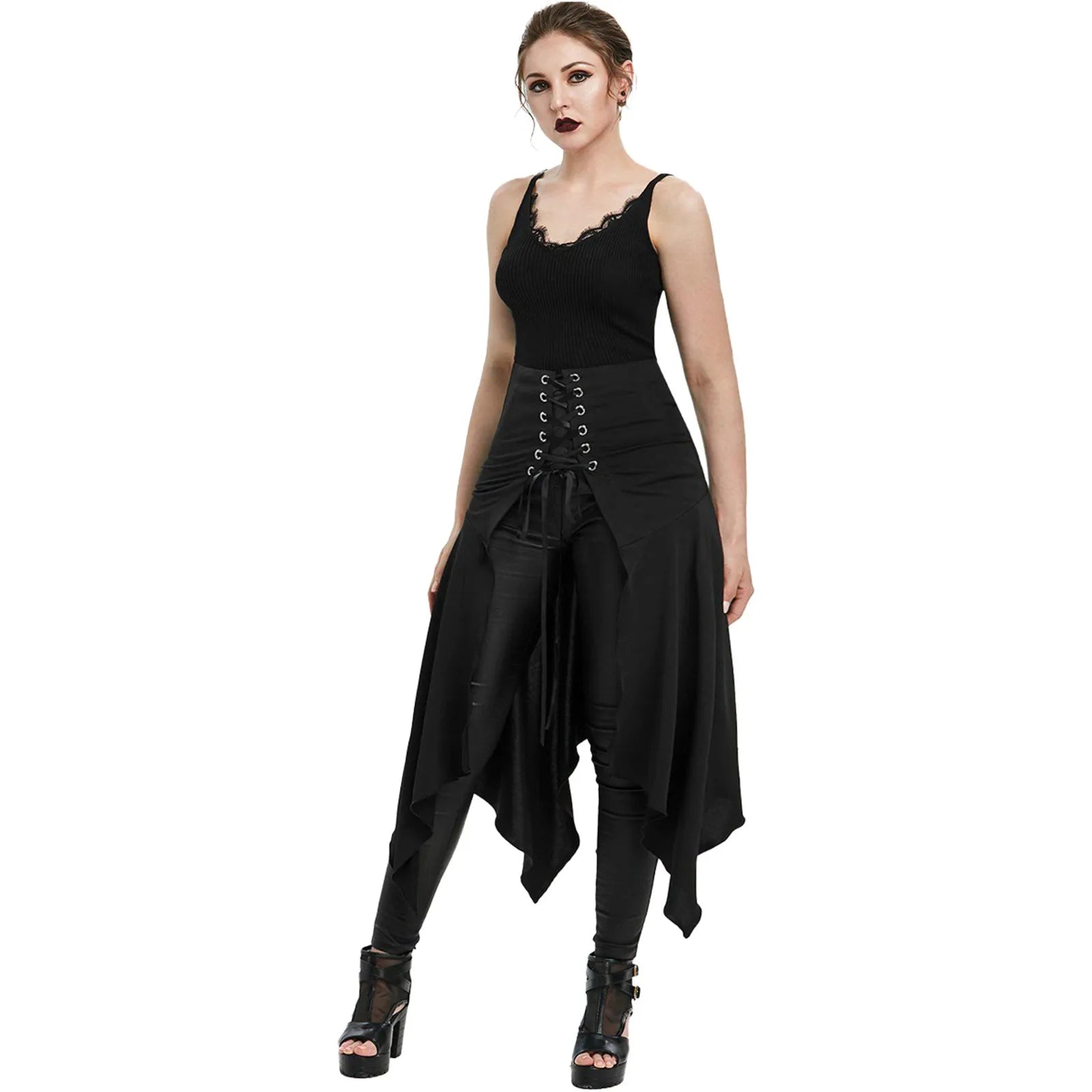 Fashion 2023 Medieval Skirt Women Halloween Vintage Irregualr Hem Steampunk Ladies Long Skirts Gothic Cosplay Dress Skirt