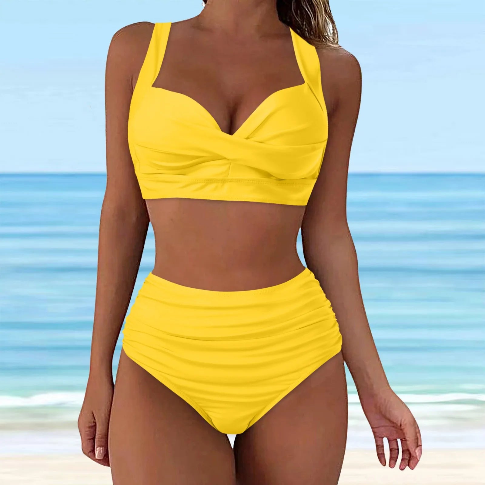 Swimwear 2023 Women High Waisted Bikini Push Up Two Piece Swimsuits Solid Color Bikini Set Brazlian купальник женский Swimming