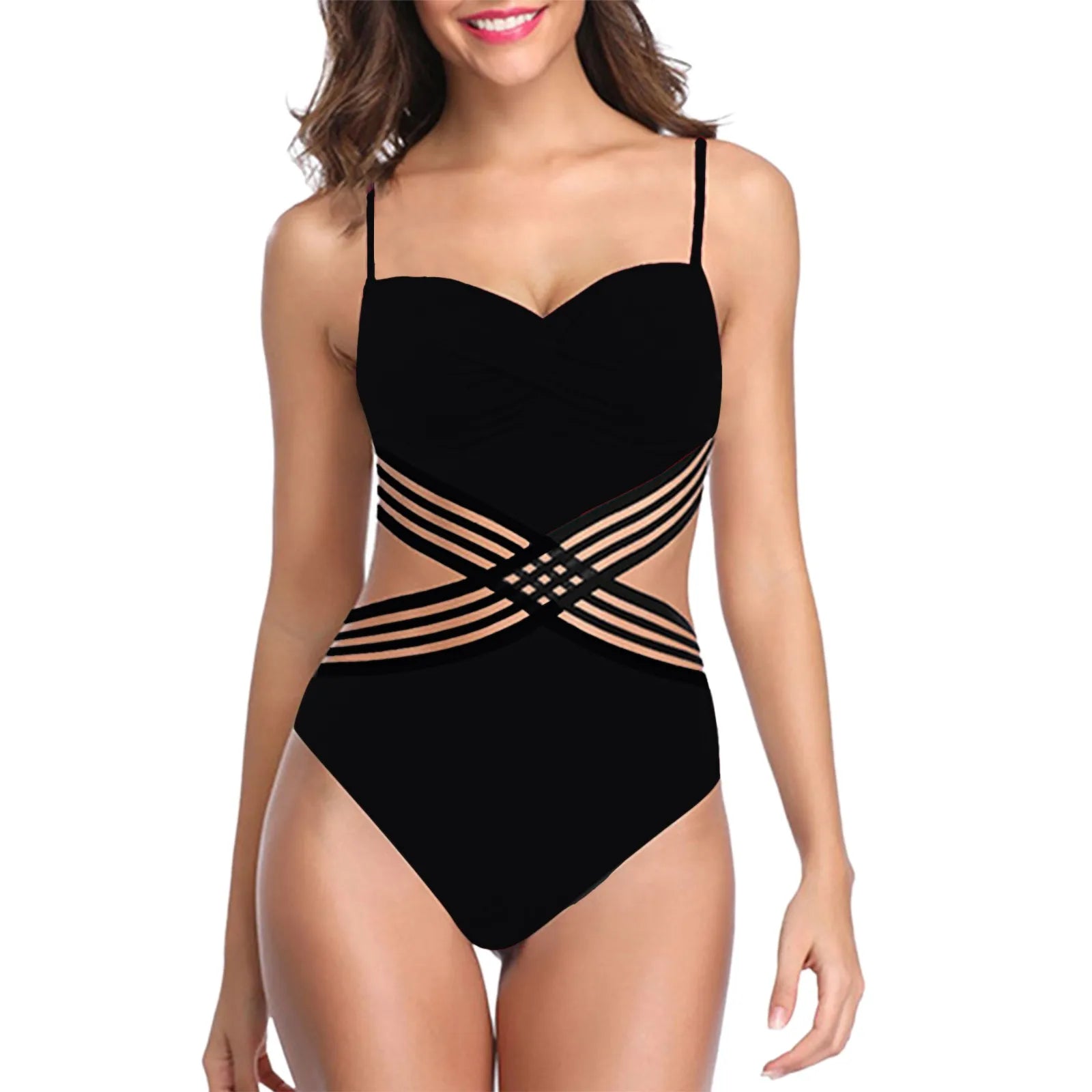 Fashion One-piece Tankini Women Solid Swimsuit Sexy Backless Bikini Swimwear Monokini Bathing Swimming Suit Sexy Female Bikinis