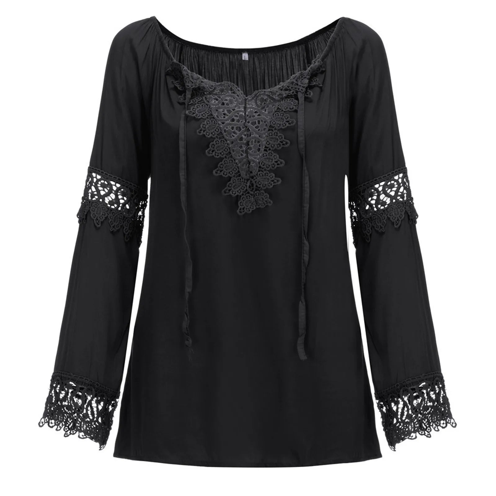 Women Fashion Blouses Off Shoulder Cotton Linen Lace Frenulum Sexy Long Sleeves Shirt New 2021 Autumn V-Neck Sleeve Blouses