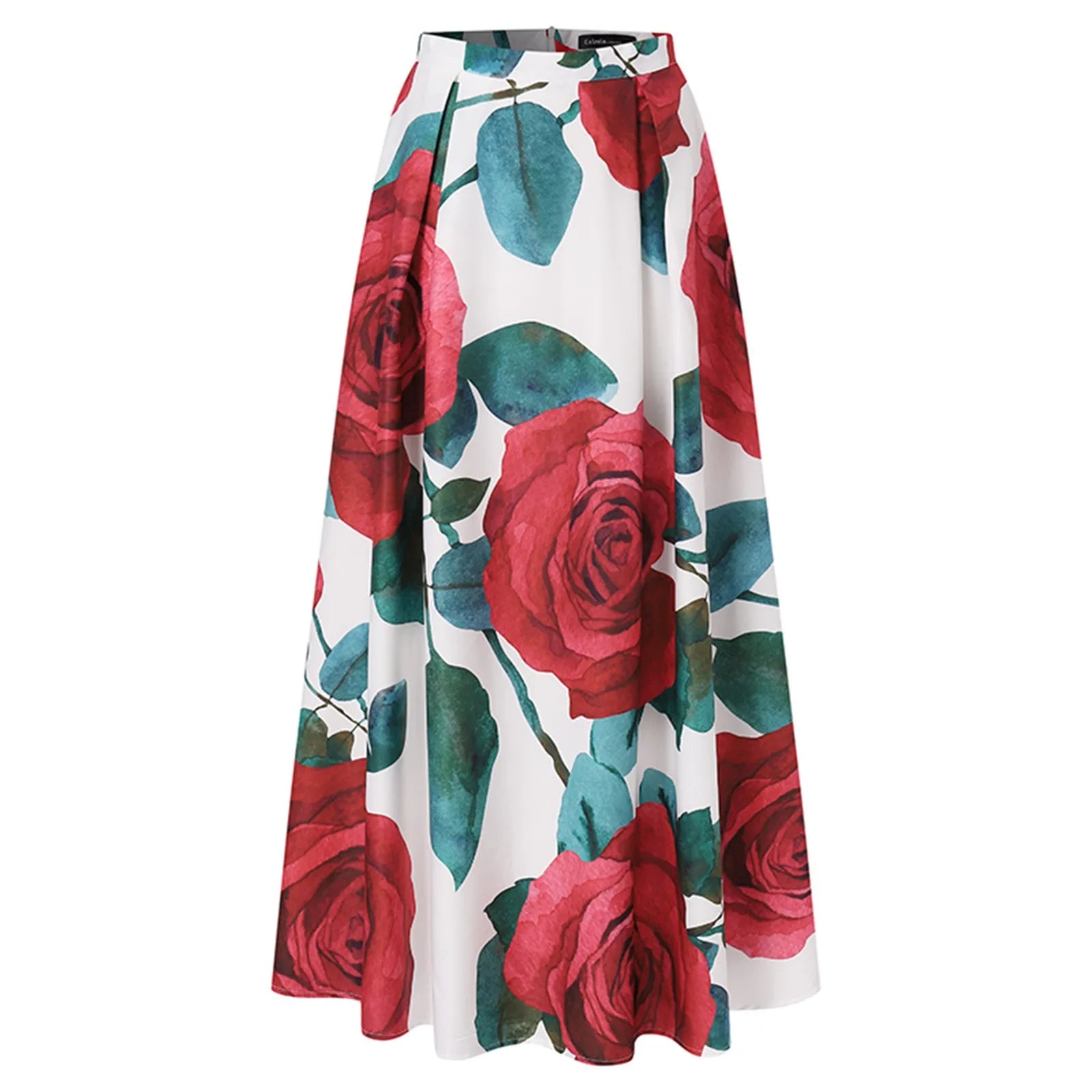 Fashion Flower Printed Women Bohemian Maxi Skirts High Waist Long Skirt Casual Loose Beach Party Buttoms Plus Size Dress 2021