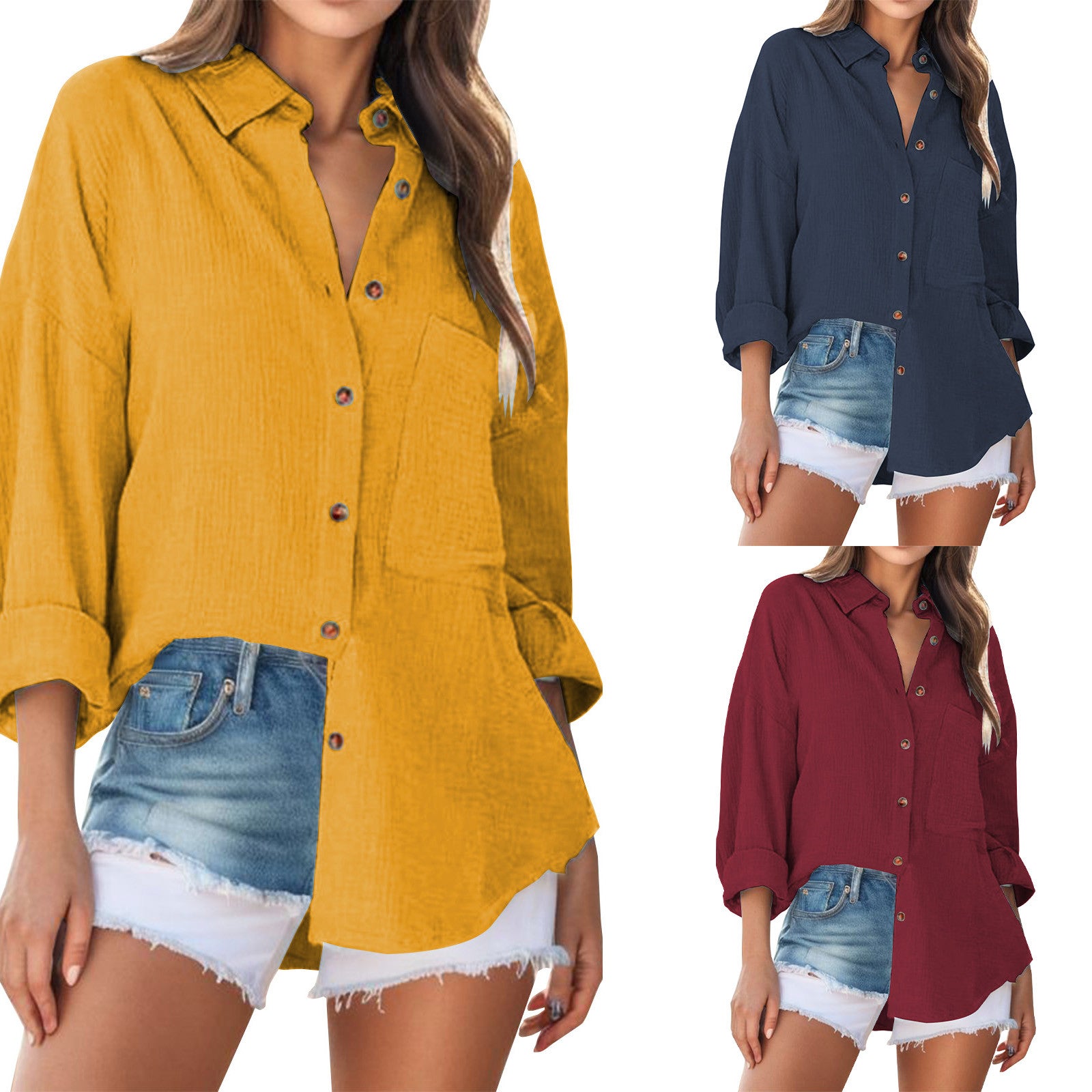 2023 Autumn Button Up Shirts Women Cotton Long Sleeve Blouses Solid Color Office Lady Blouse Summer Fall Basic Tops blusas