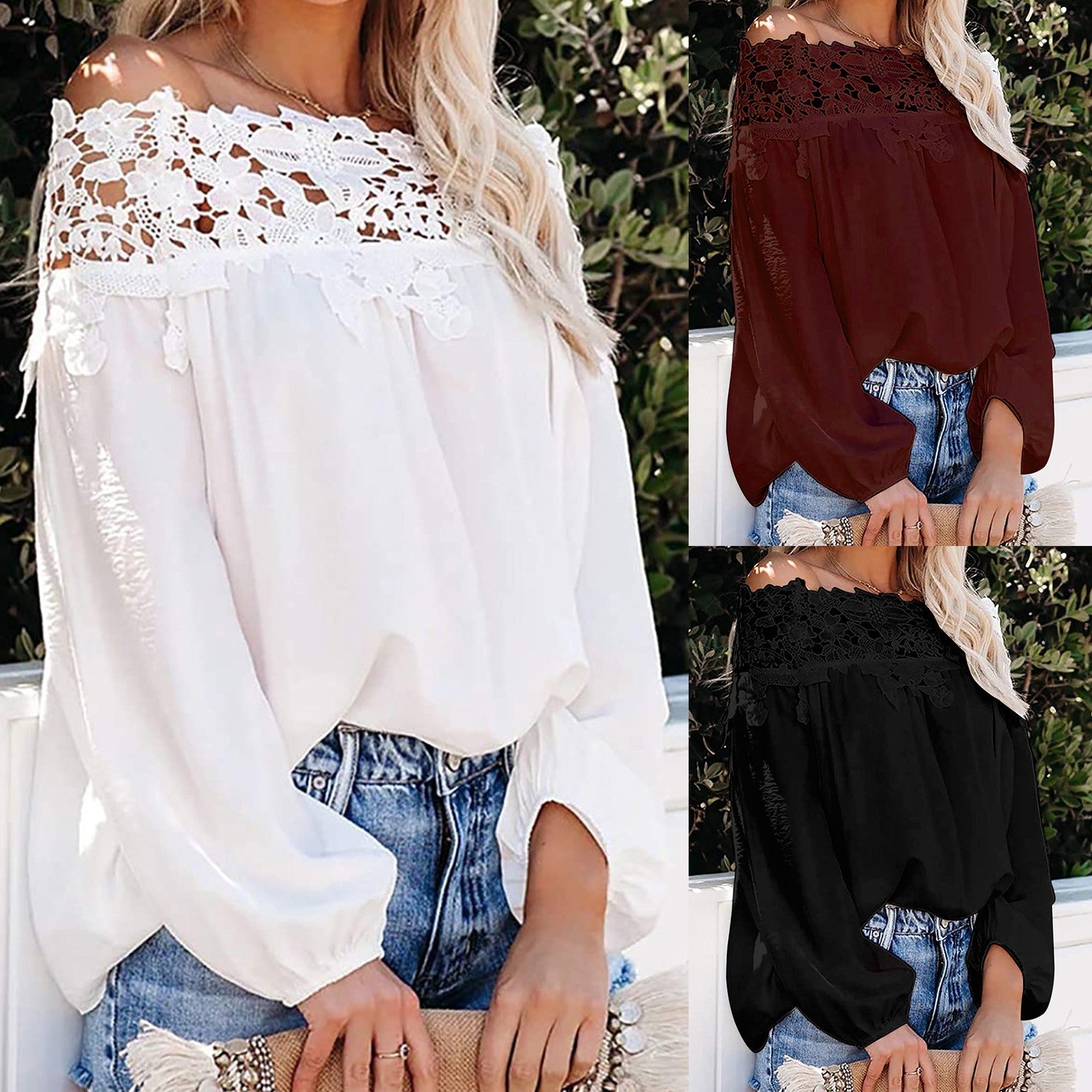 Stylish Women Blouse Off Shoulder Blouse Shirt Short Sleeve Casual Tops Strapless Pure Color Bell Puff Sleeve Tops 2021 New